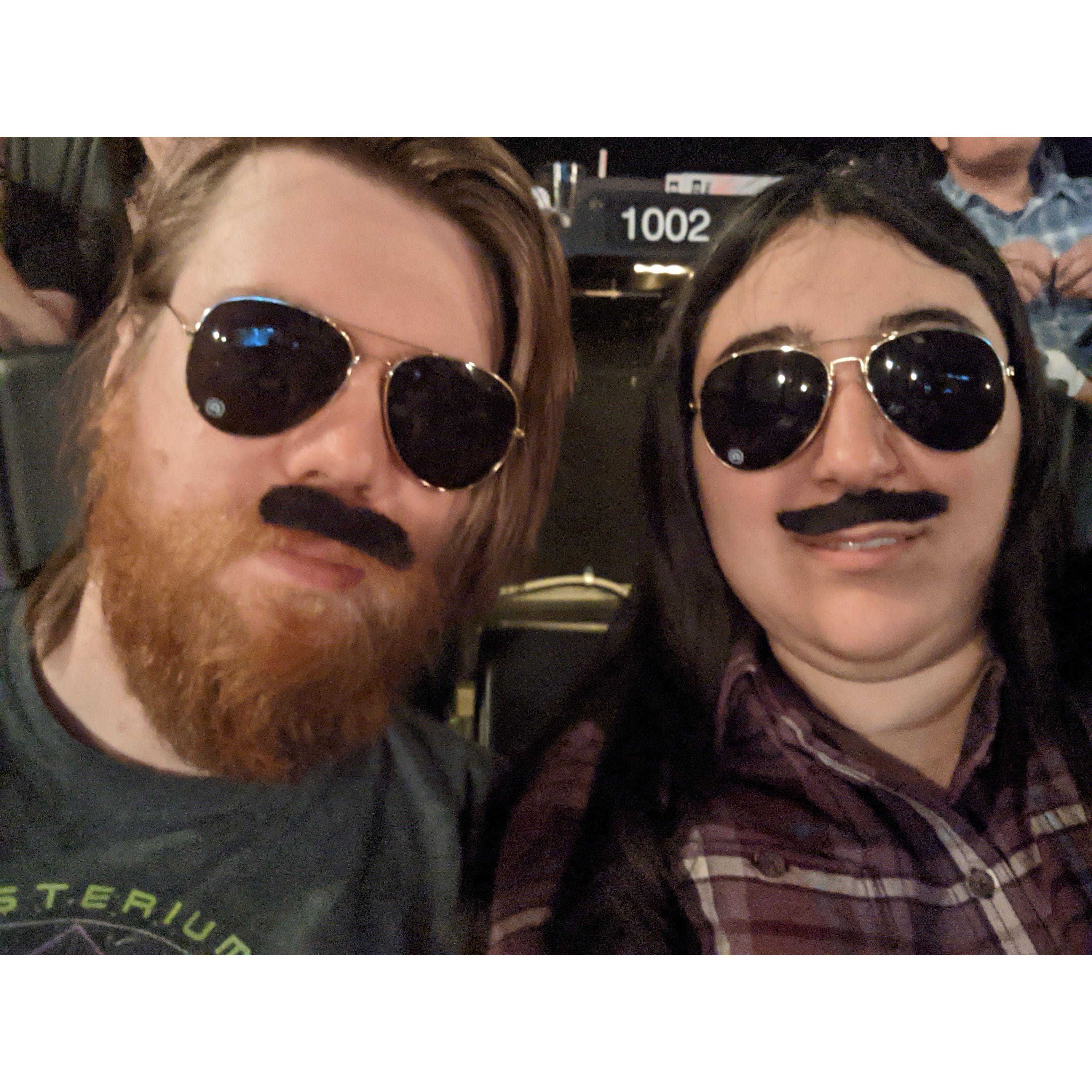 We went to a watch party for the movie Hot Fuzz at Alamo Drafthouse.