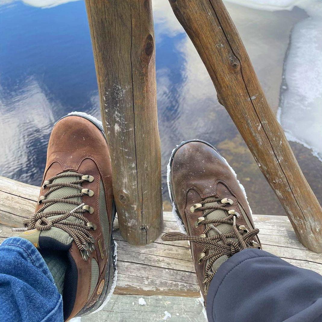 Our matching Timberland Chocorua hiking boots