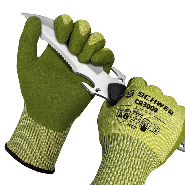 Schwer 2 Pairs ANSI A6 Cut Resistant Fishing Gloves, CR3009 Touchscreen Compatible Work Gloves for Men and Women, Non Slip, Ideal for Fishing, Hunting, Hiking, Cycling, and Outdoor Activities, L