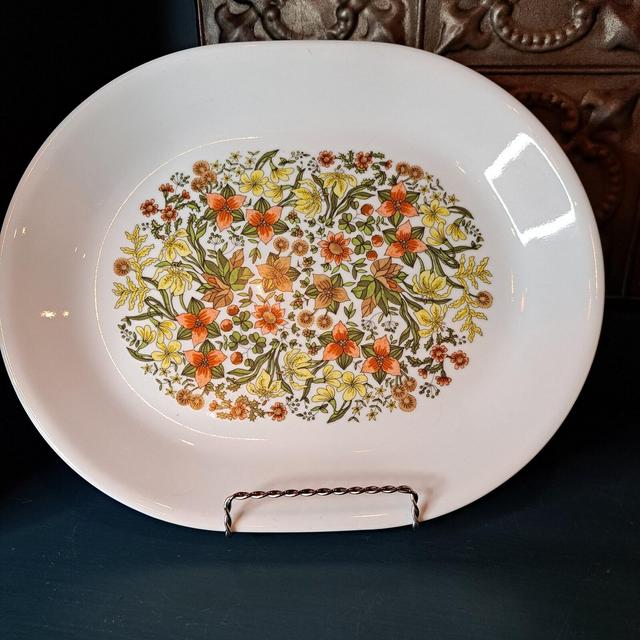 Corelle Platter, Indian Summer, Oval Platter Indian Summer Pattern, 12-inch Platter, Pyrex Companion, Vintage Kitchen Decor, Retro Kitchen