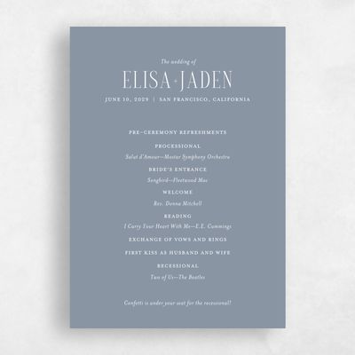Dusty Blue Wedding Program - Cole