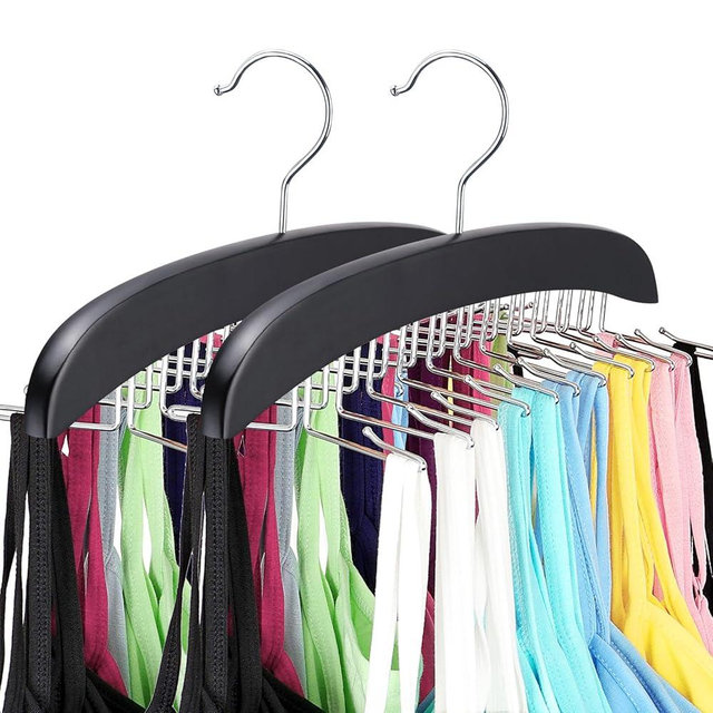 Resovo Tank Top Hanger with Premium Wood, 24 Large Capacity, Space Saving,360 Degree Rotating, Foldable Metal Hooks, Tank Tops