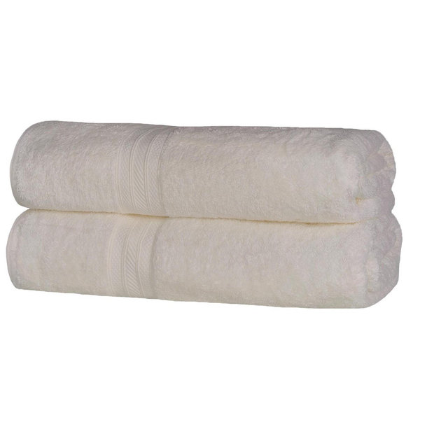 Cotton Highly Absorbent Solid 2-Piece Ultra-Plush Bath Sheet Set, Ivory - Blue Nile Mills