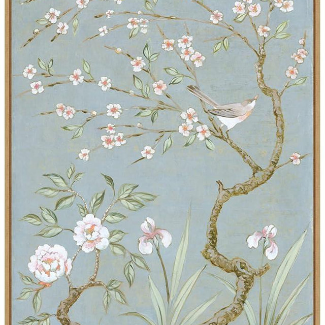 Amanti Art Framed Canvas Wall Art 33x23 Spring Mural I Blue by Julia Purinton, Framed Wall Art Canvas, Animals Artwork, Modern Decor, Large Poster Painting for Living Room, Bedroom, Bathroom, Kitchen