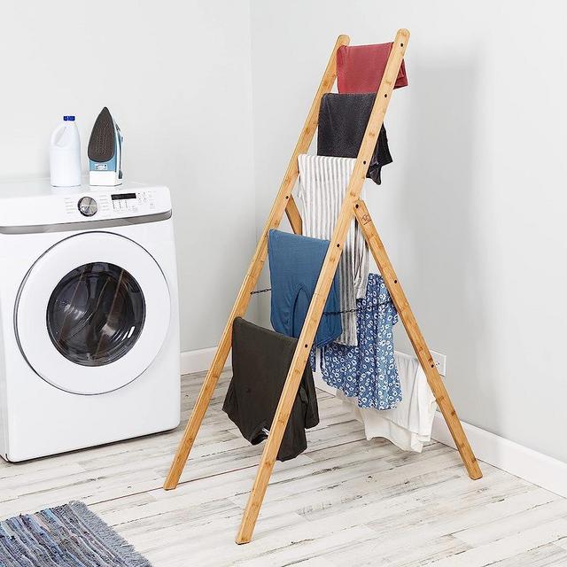 Honey-Can-Do Bamboo Clothes Drying Ladder Rack DRY-09387 Natural