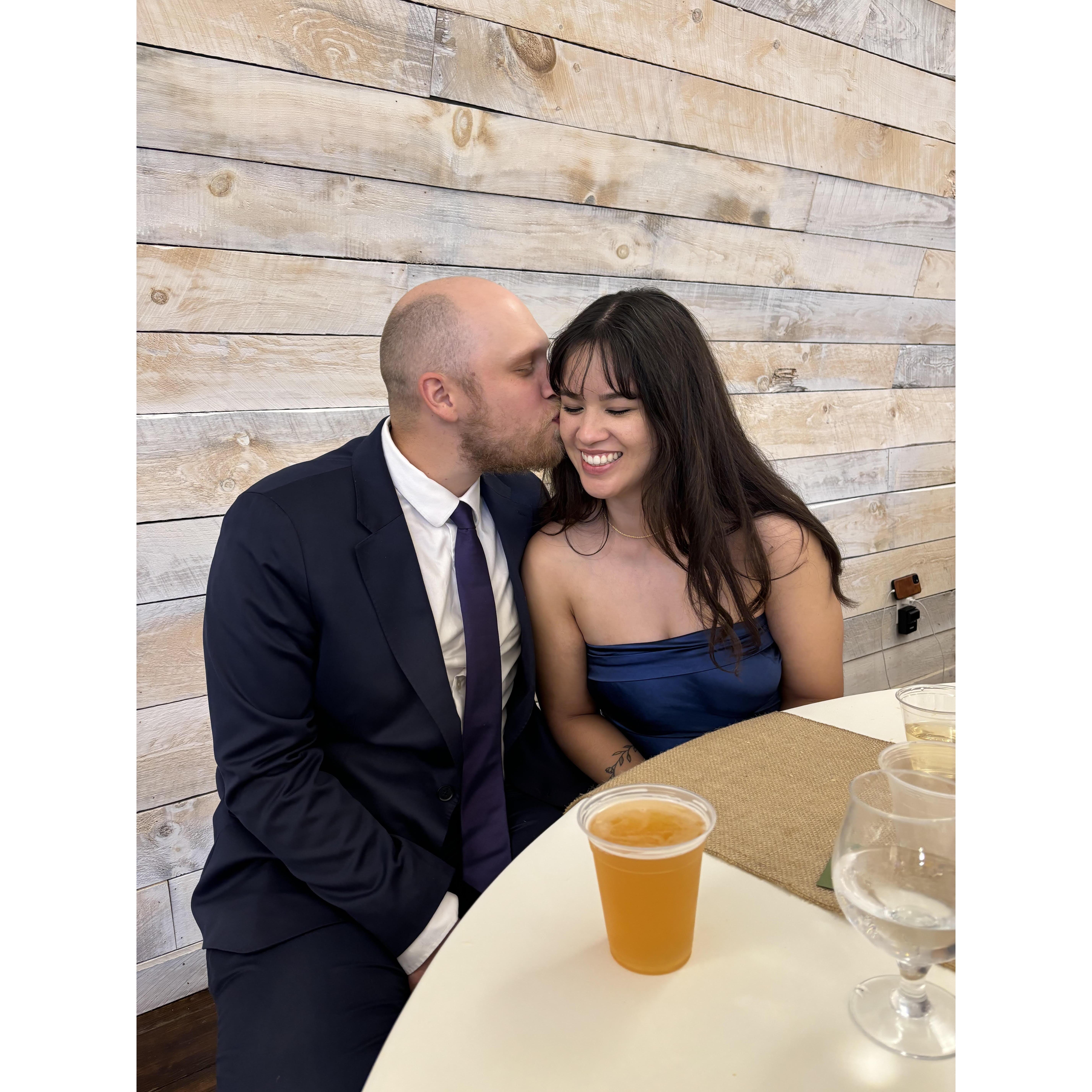 A kiss at the wedding of Emma and Anthony!