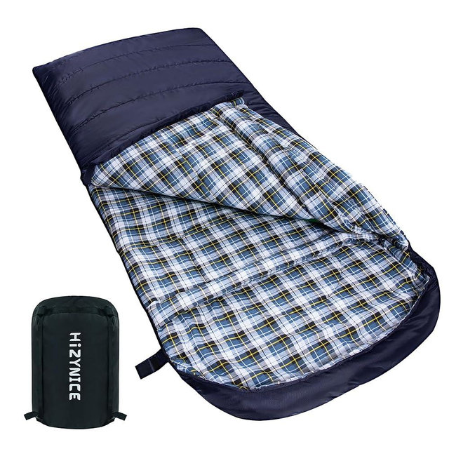 HiZYNICE Cold Weather Sleeping Bag 100% Cotton Flannel XXL for Adults Big and Tall,Free Compression Sack