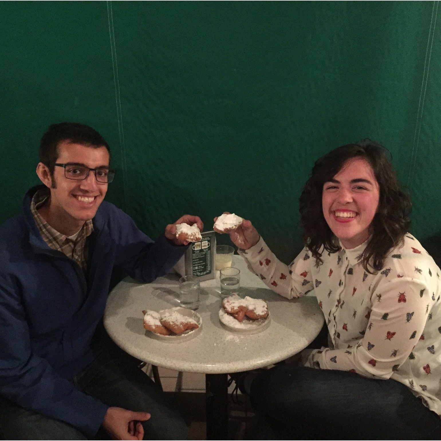 Eating beignets in New Orleans.
