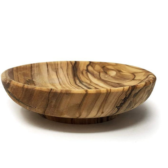 Aramedia Olive Wood Plate - Handcrafted 3.5 Inch Small Decorative Dish for Keys, Change, Jewelry – Natural Olive Wood Plate/Tray - Made in Tunisia