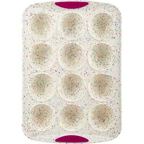 Trudeau Structure White Confetti Reinforced 12 Cup Dome Cake Pan/Mold Silicone Bakeware, Medium