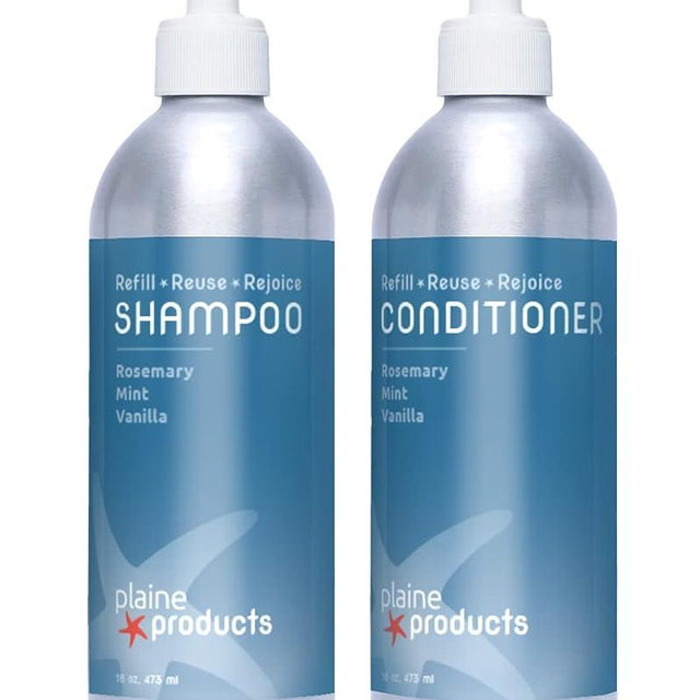 Eco-Friendly Shampoo and Conditioner - Rosemary, Mint, Vanilla - Sulfate Free, 16 oz (Refillable Bottles with pumps)