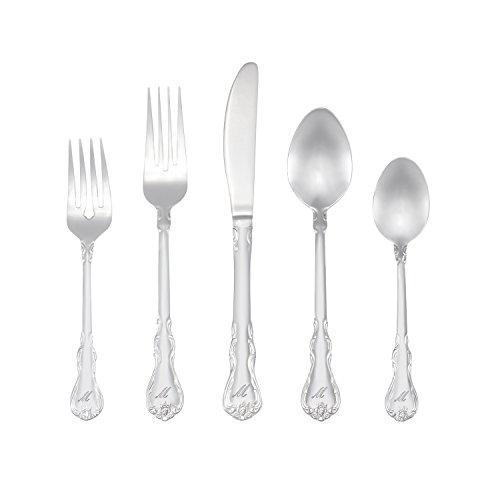 RiverRidge Home 10-103 Bouquet Monogrammed Flatware Set, 46, Silver