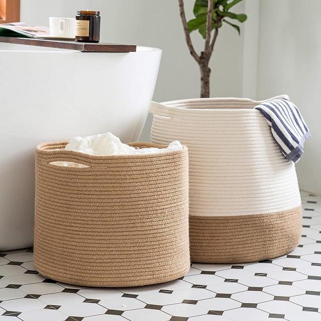 Goodpick Woven Storage Basket with Handles For Toys (Set of 2)
