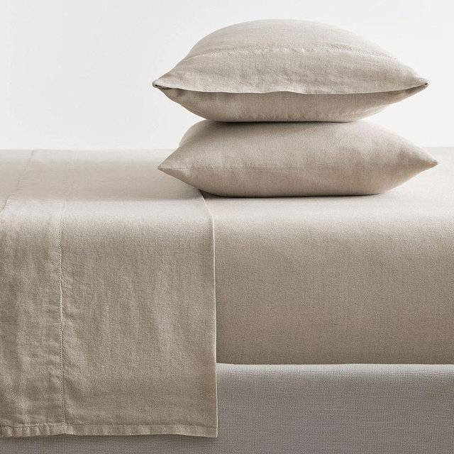 Belgian Flax Linen Sheet Set, Warm Gray, King