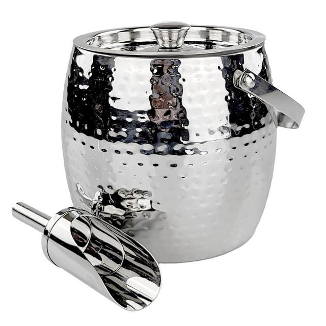BREKX 3QT Insulated Ice Bucket with Lid and Scoop for Parties - Iceberg Anchored Wine Chiller/Champagne Bucket for Cocktail Bar, Metal Bucket with Lid, Ice Bin to Chill Ice with Small Scoop