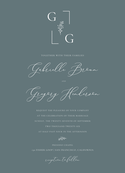 Olney Portrait | Blue Spruce | Zola Wedding Invitations