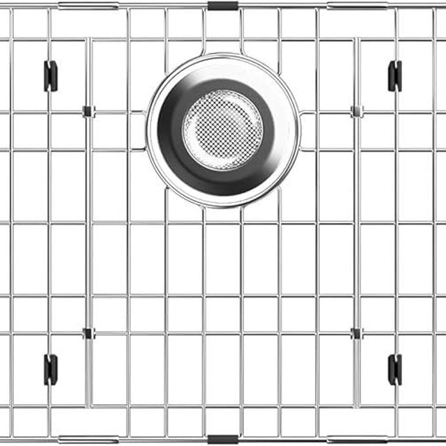 Sink Protector for Kitchen Sink,Metal Sink Rack 28-7/8" X 14-3/8",Corner Radius 4/5",Stainless Steel Sink Grate with Rear Drain Hole for Single Bowl,Sink Grid for Bottom of Sink with Strainer,1 Pack