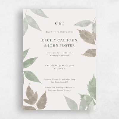 Green Wedding Invitation - Leia Border