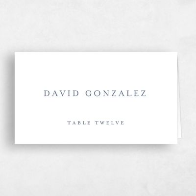 Blue Typography Wedding Place Card - Sinclair