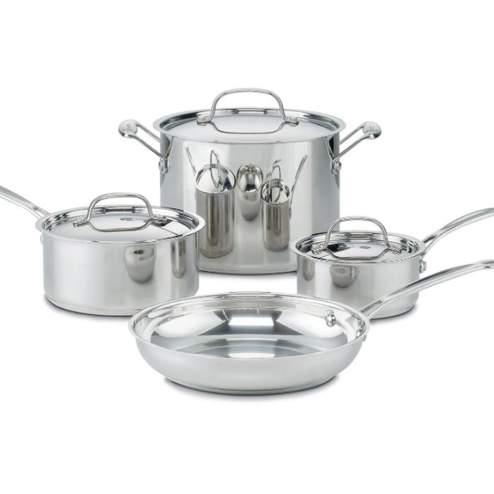 Cuisinart 7-Piece Cookware Set, Chef's Classic Stainless Steel Collection, 77-7P1