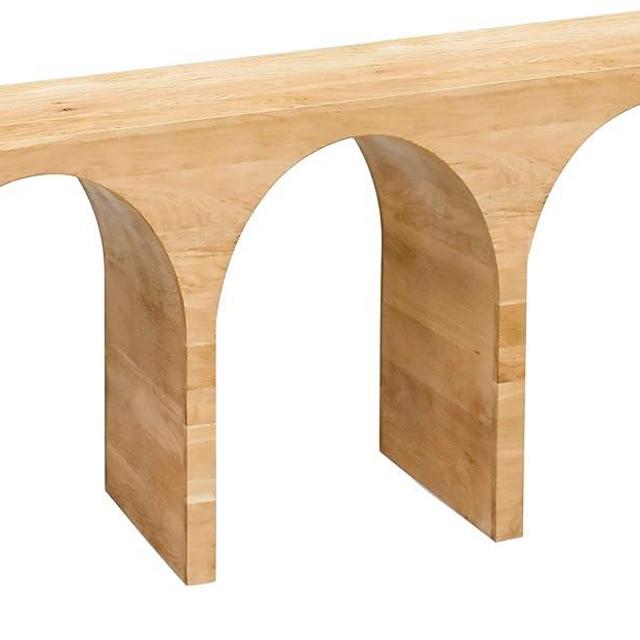 Meridian Furniture June Collection Mid-Century Oak Wood Console Table, 3 Arch Base