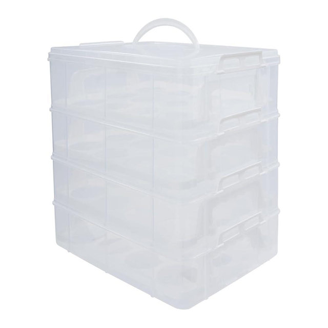 BILPIKOGoo 4-Tiers Cupcake Carrier, Cupcake Holder, Cupcake and Brownie Storage Carrier, Stacking Cupcake Storage Container Store up to 48 Cupcakes