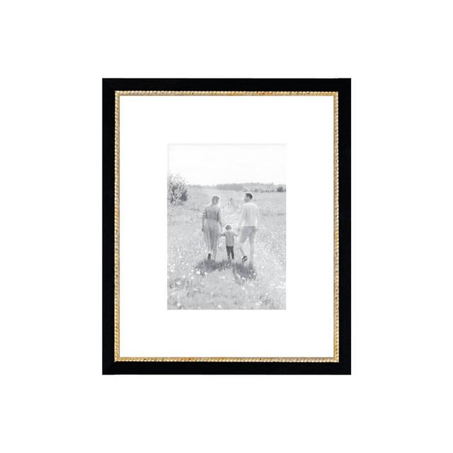 Petal Lane 9"x11" Matted to 5"x7" Photo Frame Black with Gold Dot