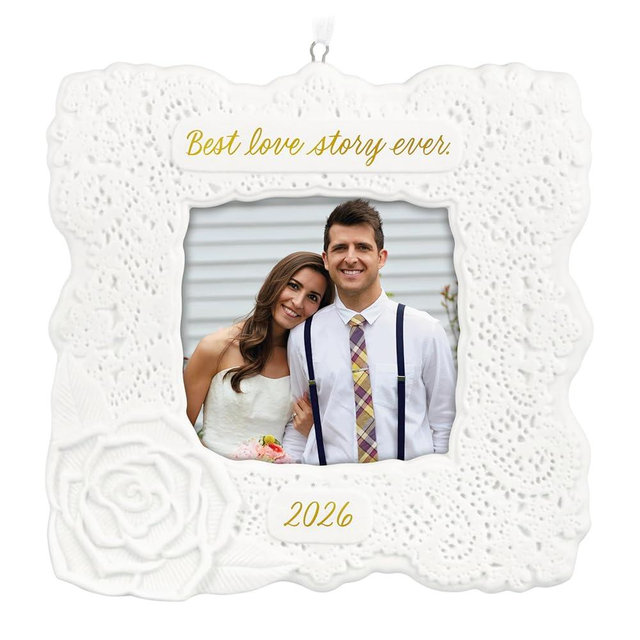 Hallmark Keepsake Christmas Ornament 2026, Best Love Story Ever 2026 Photo Frame, Porcelain, Wedding Gifts