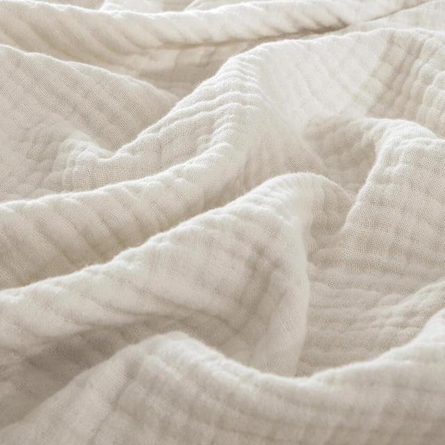 PHF 100% Cotton Muslin Throw Blanket 50" x 60", 4-Layer Lightweight and Breathable Blanket, Luxuriously Soft Gauze Throws for Couch Bed Sofa, Ideal Gift Choice, Oat Milk