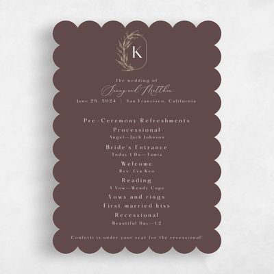 Brown Scalloped Wedding Program - Eyota