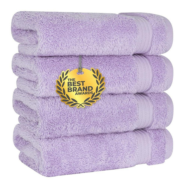 Cotton Paradise Hand Towels for Bathroom, 100% Cotton Turkish 4 Piece Hand Towel Set, Soft Absorbent Face Towels, Lilac