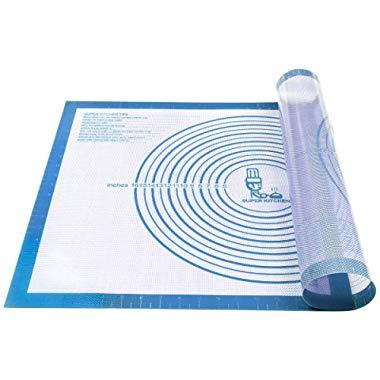 Nonstick Silicone Pastry Mat Extra Large with Measurements 28''By 20'' for Silicone Baking Mat, Counter Mat, Dough Rolling Mat,Fondant/Pie Crust Mat By Folksy Super Kitchen