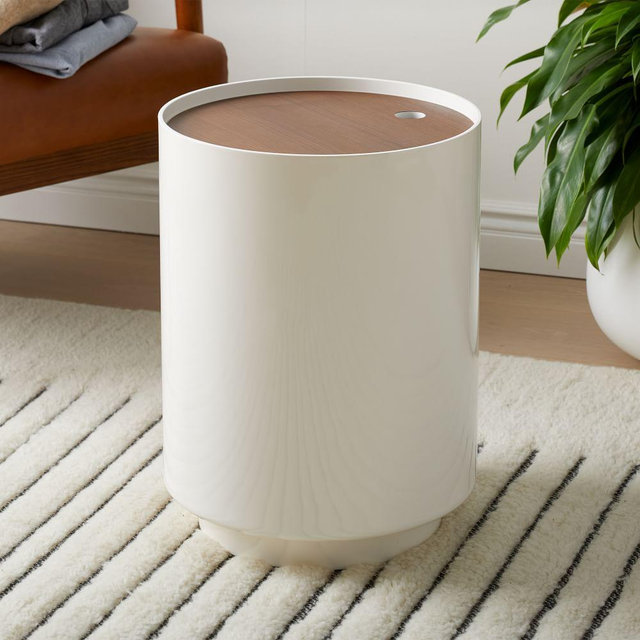 Jasper Wood and Lacquer Lidded Storage Bin, White Walnut