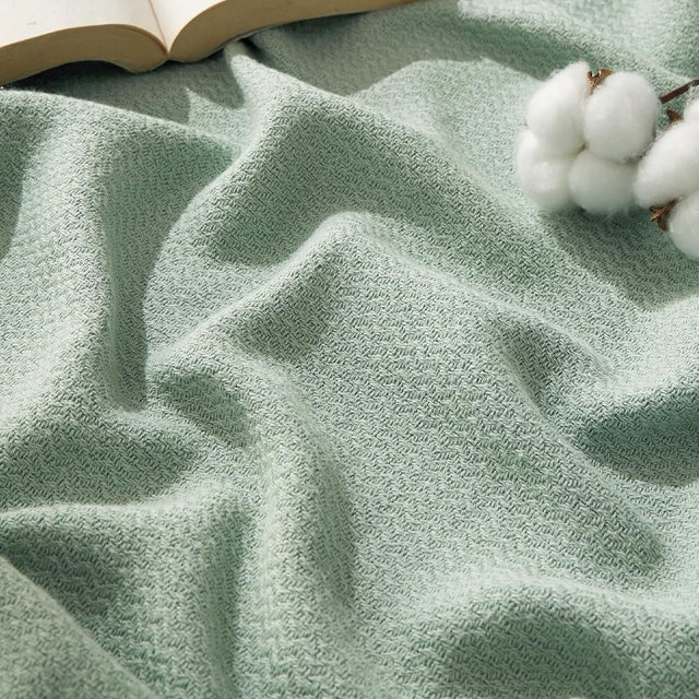 Bedsure GentleSoft 100% Cotton Blanket King Size for Bed - Breathable and Lightweight, Soft Cozy Textured Herringbone Woven Blanket for Summer Spring, Sage Green, 108x90 inches