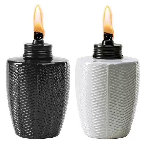 TIKI 5.75-in White Glass Tabletop Torch