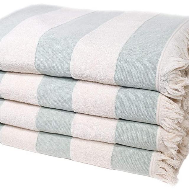 Set of 4 Turkish Beach/Pool Towel. 100% Organic Turkish Cotton, Stylish and Portable XL Design.