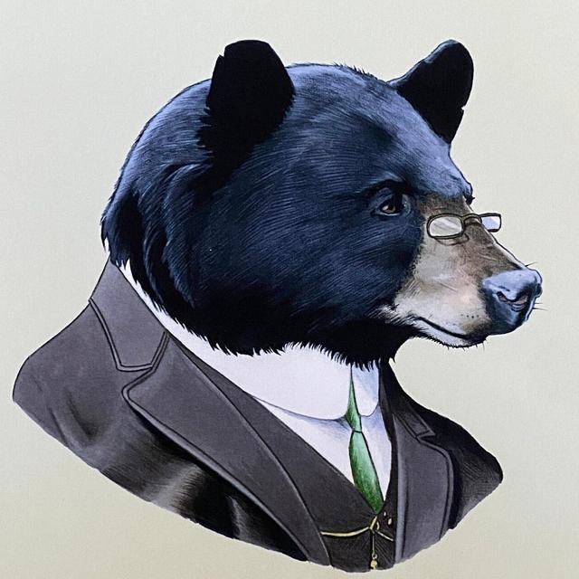 Ryan Berkeley Bear Art Print Black Bear Gentleman 8" x 10"