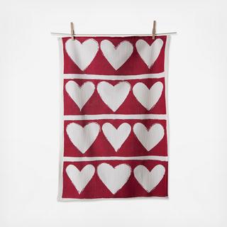 Hearts Flour Sack Tea Towel, Set of 2
