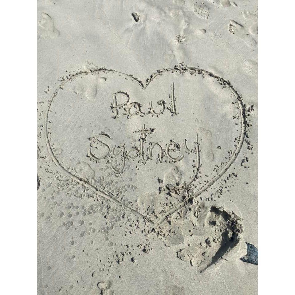 Our names in the sand in St. John!