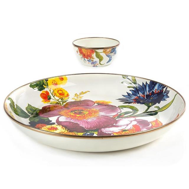 MACKENZIE-CHILDS Chip-and-Dip Serving Set, Abundant Bowl and Pinch Bowl Set, White Flower Market