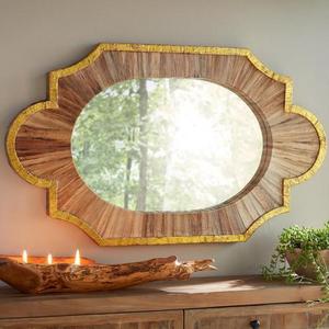 Golden Water Hyacinth Framed Mirror