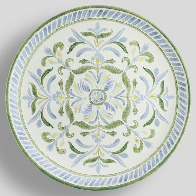 Chambray Tile Stoneware Dinner Plates, Set of 4 - Chambray Multi