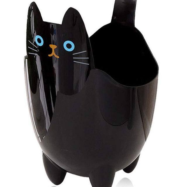123Arts Cute Cartoon Cat ABS Table Bathroom Trash Can Storage Bucket