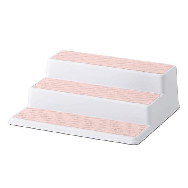 Copco Non-Skid 3-Tier Spice Pantry Kitchen Cabinet Organizer, 10-Inch, White/Pink
