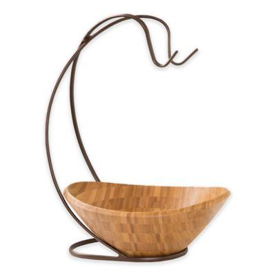 Seville Classics Bamboo Fruit Bowl with Banana Hook