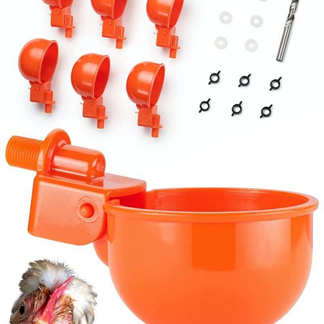 Roosty's® Chicken Waterer Cups x6 - Chicken Water Feeder Kit, Make Large Chicken Waterer 5 Gallon DIY Chicken Supplies, Chicken Water Cups, Duck Quail Waterer - Bebederos Para Gallinas,Poultry Waterer