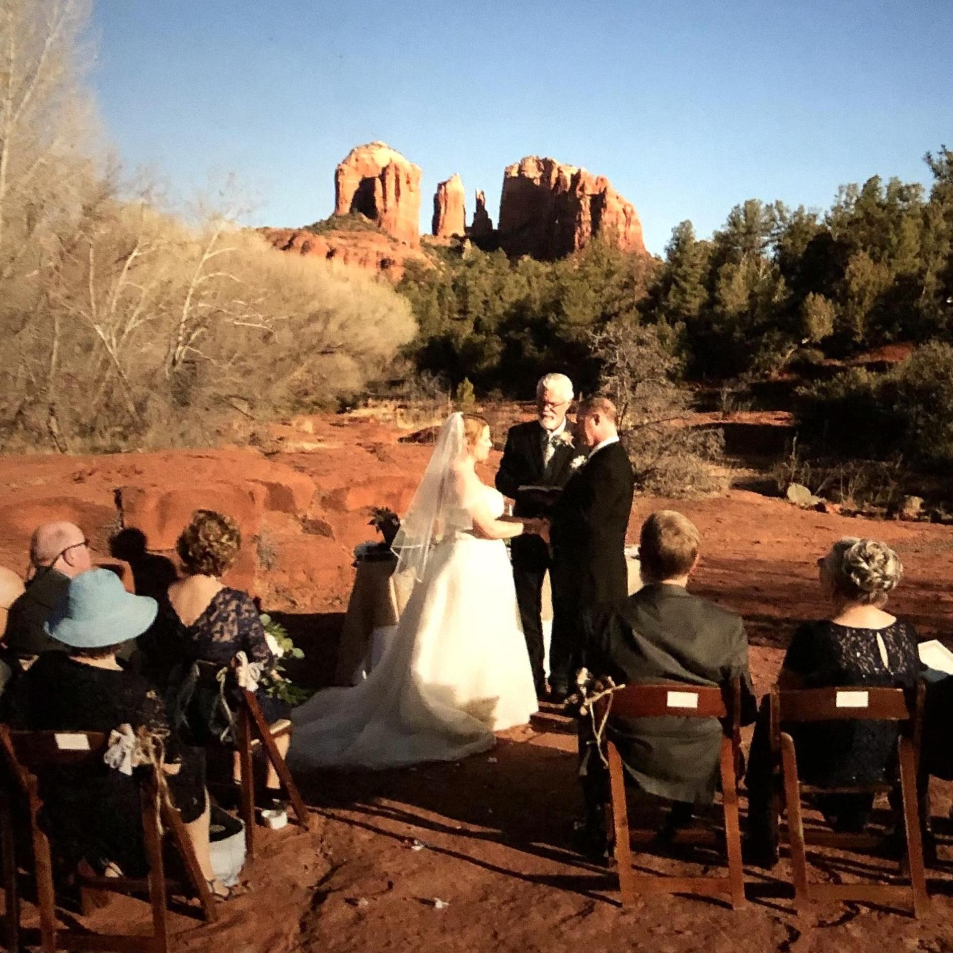 Beautiful, intimate ceremony in the red rocks