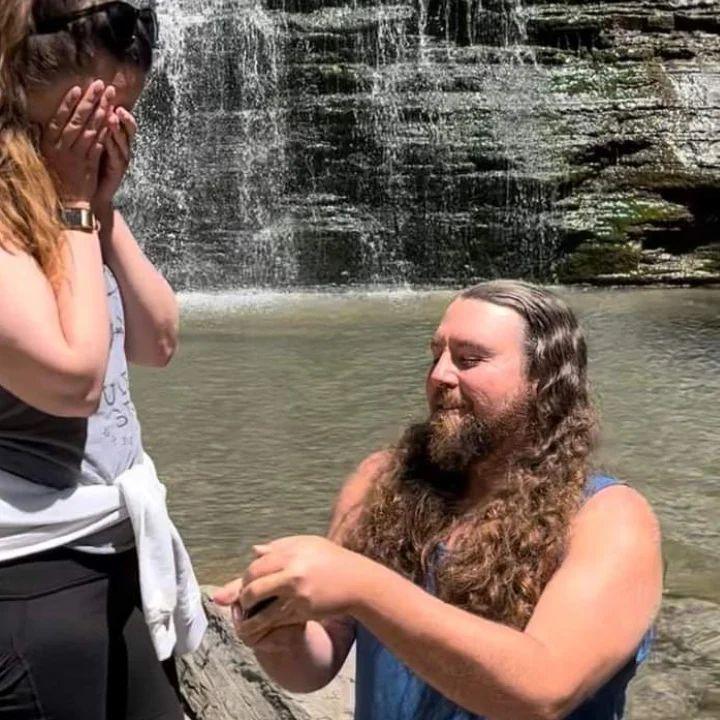The moment he got on one knee and popped the question! This moment captured by an unsuspecting Joey.