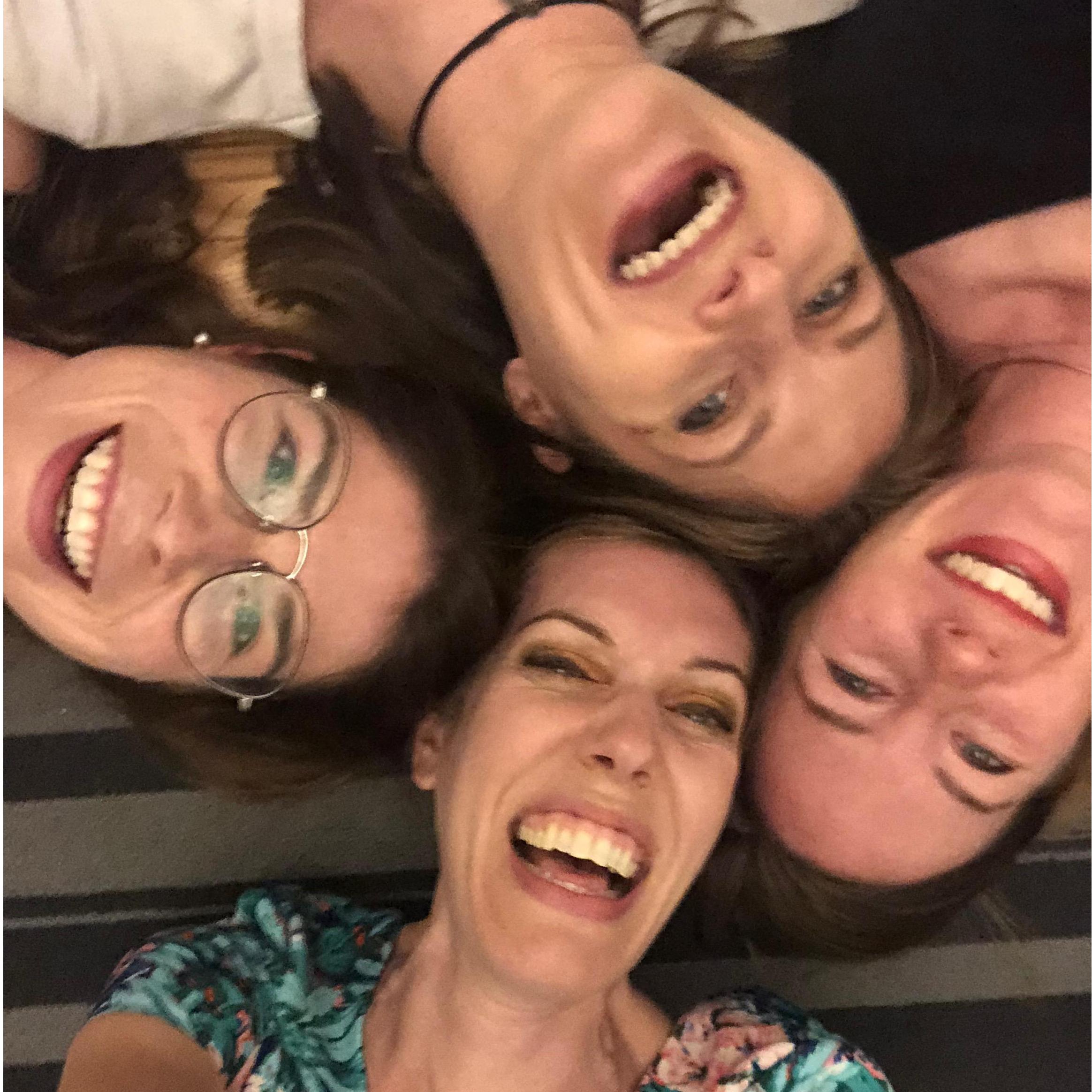 Floor-giggling with (l-r) bridesmaids Nicole, Andra and Jennie.
