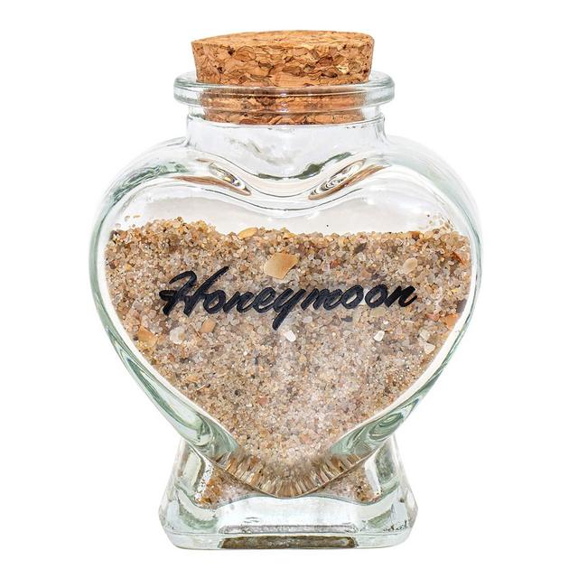 JKJYSJ, Honeymoon Sand Keepsake Jar - Honeymoon Gifts for Newlyweds Couple,Wedding,Engagement Vacation Travel - Wedding Gifts for Couple with Unique Romantic (HEART SHAPED JAR)
